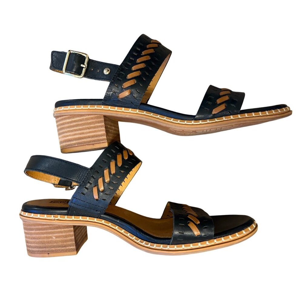 $180 Pikolinos Blanes Blane 41 EU 10-10.5 Sandals Leather Slingback Black Shoes